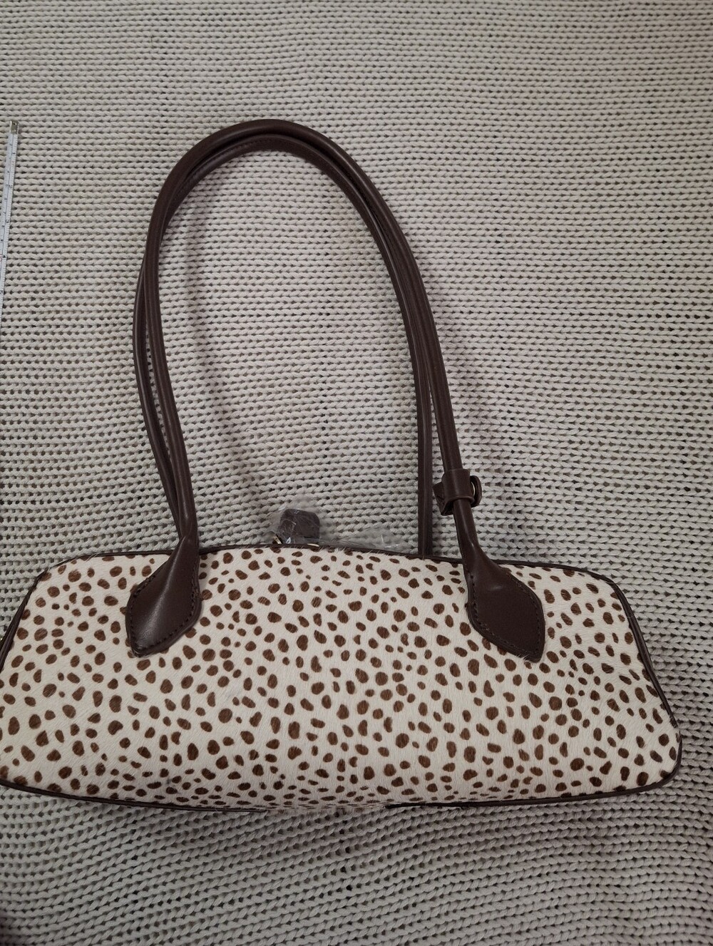House of Harlow 1960 Cream and Brown Spot-Print Shoulder Bag